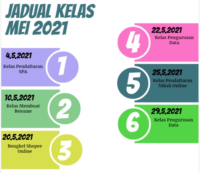 jadual kelas mei 2021