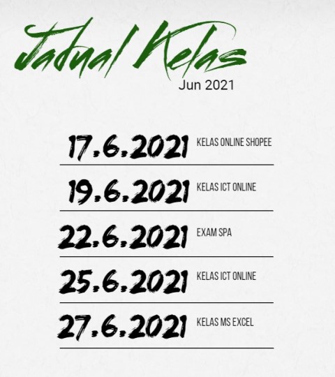 jadual kelas jun 2021