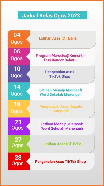 jadual kelas ogos 2023