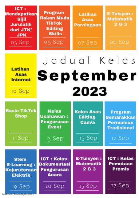 jadual kelas September 2023