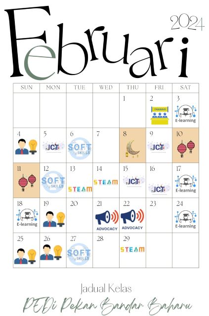 jadual kelas februari 2024