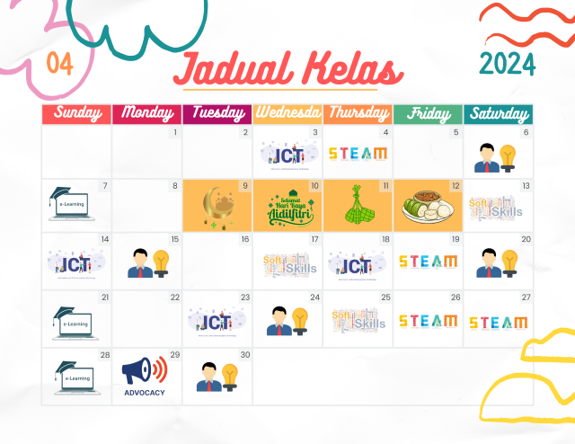 jadual kelas april 2024